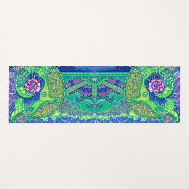 Tapis De Yoga Sirène & poisson, imaginaire sous-marin, art nauti (Devant (Horizontal))