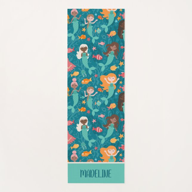 Tapis De Yoga Sirènes Whimiques Sous Le Turquoise De La Mer (Devant)