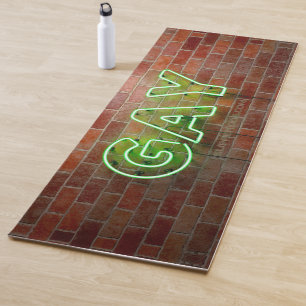 Tapis De Yoga SlipperyJoe enseigne néon gay illuminée vif brilla