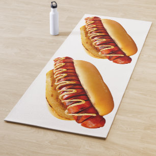 Tapis De Yoga SlipperyJoe's Hotdog mustard sliced meat bun grill