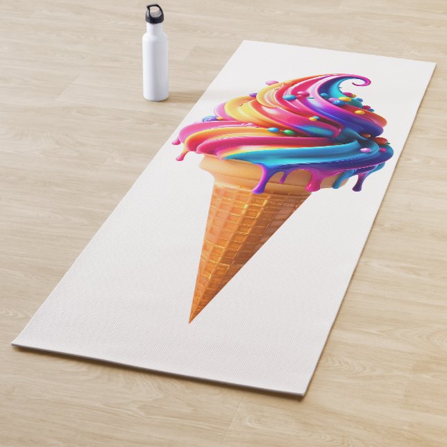 Tapis De Yoga SlipperyJoe's vibrante crème glacée cone classique (En situation)