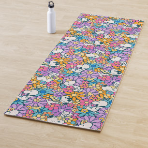 Tapis De Yoga Snoopy & Motif de fleurs de bois