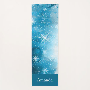 Tapis De Yoga Snowflakes Ice Blue avec nom 