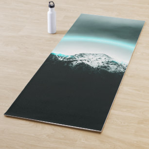 Tapis De Yoga Snowy mountain mysterious blue neon light