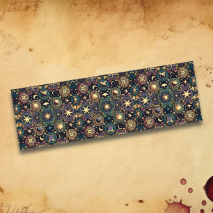 Tapis De Yoga Soleil céleste noir, violet et or et étoiles