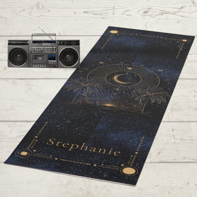 Tapis De Yoga Soleil Levant Céleste Monogramme Palms Parties sci (Celestial Rising Sun monogram Palm Trees Yoga Mat)