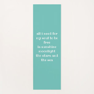 Tapis De Yoga Soul Sun Moon Stars Sea Typography Poem Aqua