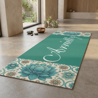 Tapis de yoga spirituel mandala lotus sacré sarcel