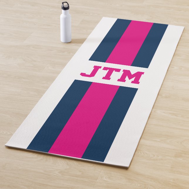Tapis De Yoga Stripes de monogrammes de yoga de chat préppy pers (En situation)