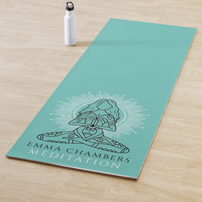 Tapis De Yoga Studio Yoga Lotus Pose Yoga Mat Turquoise (En situation)