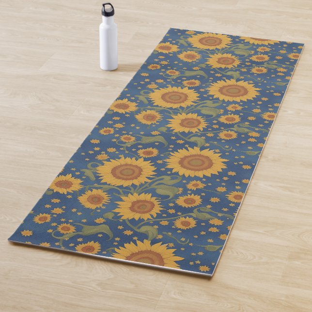Tapis De Yoga Sunflowers & Stars inspirés par Van Gogh Yoga Mat (En situation)