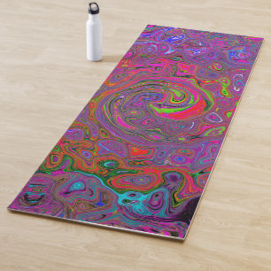Tapis De Yoga Super psychédélique Magenta Retro Liquide Swirl