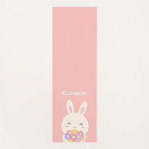Tapis De Yoga Sweet Little Bunny & Flowers Nom personnalisé Pin