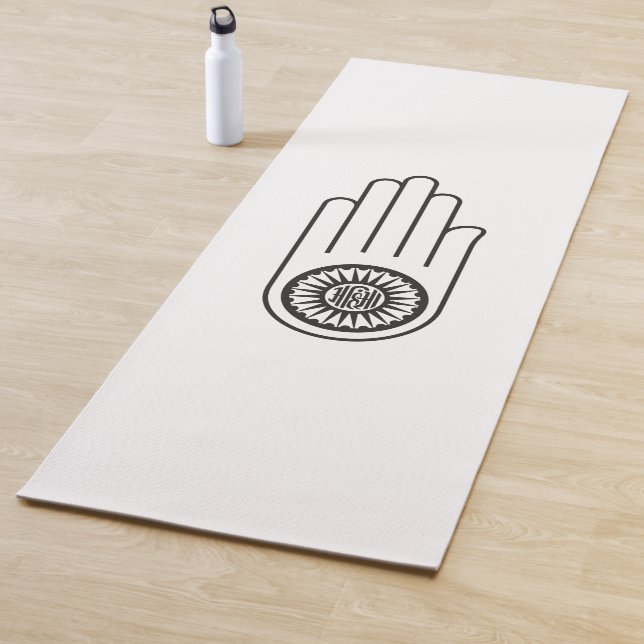 Tapis De Yoga Symbole jaïnisme d'Ahimsa (Main de non-violence) (En situation)
