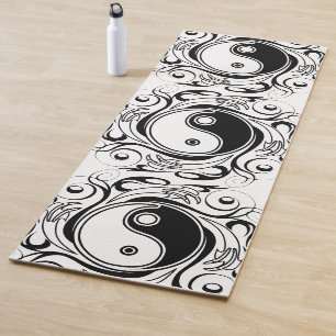 Tapis De Yoga Symbole Yin & Yang Tatouage Noir et Blanc