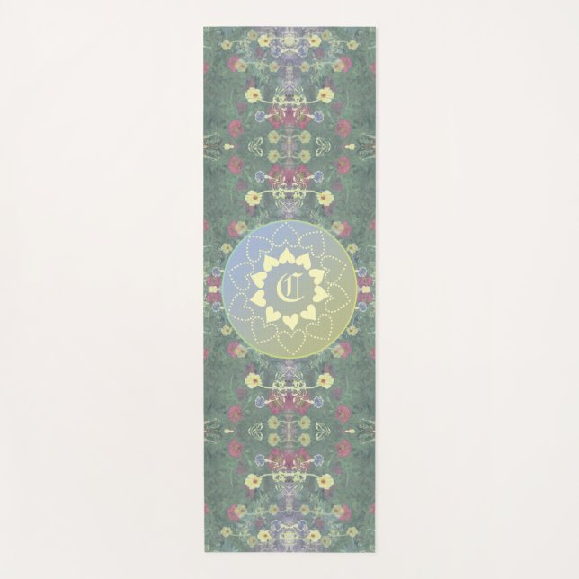 Tapis De Yoga Symétrie Fleur sauvage monogramme (Devant)