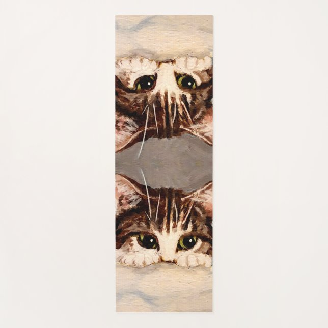 Tapis De Yoga Tabby Kitten timide et curieux (Devant)