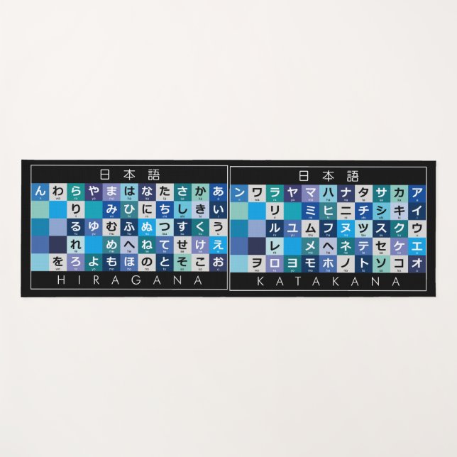 Tapis De Yoga Table japonaise Hiragana & Katakana (Devant (Horizontal))