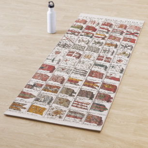 Tapis De Yoga Table vintage des drapeaux de mer, Impression esth