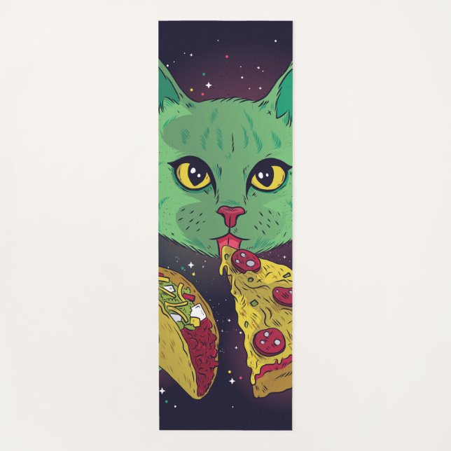 Tapis De Yoga Taco et Pizza Cosmic Space Cat (Devant)