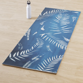 Tapis De Yoga Tapis Yoga bleu imprimé feuillage