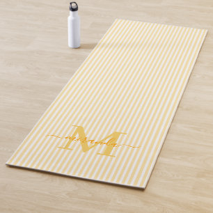 Tapis De Yoga Tapis Yoga Personnalisé Monogramme Bandes Jaunes e