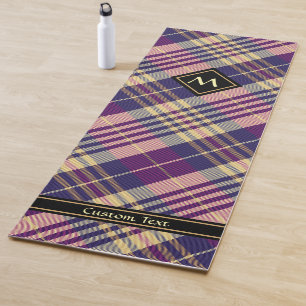 Tapis De Yoga Tartan mauve, or et bleu