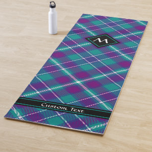 Tapis De Yoga Tartan vert de mer, violet et bleu