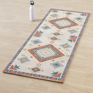 Tapis De Yoga Terrasse en terre cuite et kilim bleu du désert ba