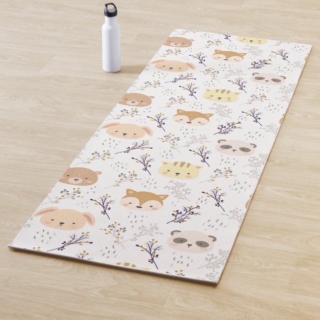 Tapis De Yoga Tête D'Animal Adorable Et Motif Floral (En situation)