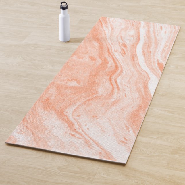 Tapis De Yoga Texture De Marbre Blanc Et Orange (En situation)