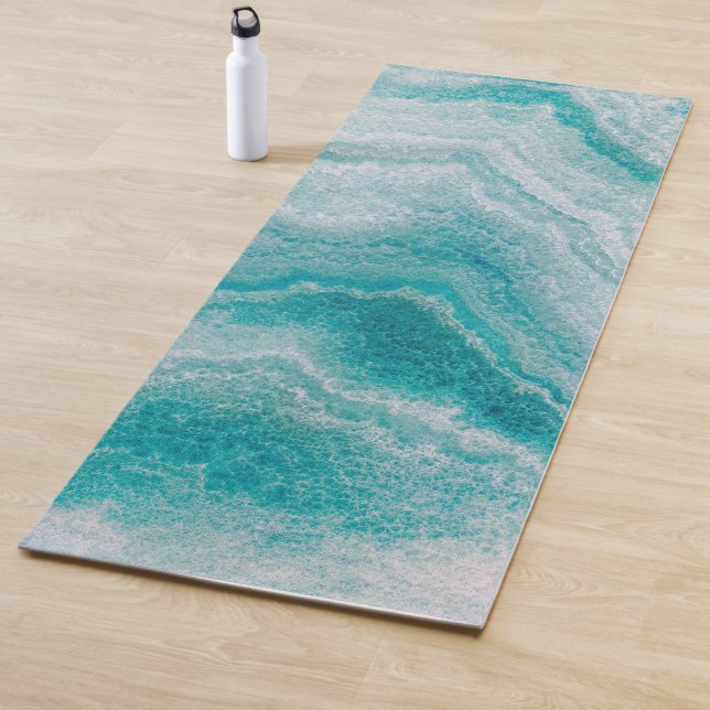 Tapis De Yoga Texture de marbre vert de mer (En situation)
