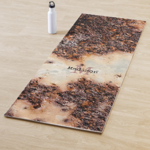 Tapis De Yoga Texture métallique rouillé brun cool Monogramme pe