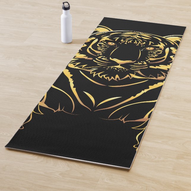 Tapis De Yoga Tigre noir à rayures dorées (En situation)