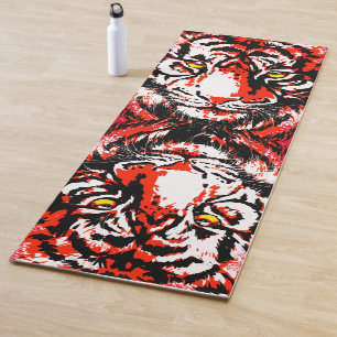 Tapis De Yoga Tigre rouge réaliste Yoga Mat - Faune Gros Chats