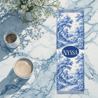 Tapis De Yoga Toile de Jouy bleue vintage Charme Parisien Paysag