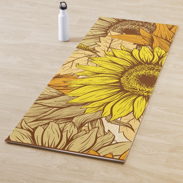 Tapis De Yoga Tournesol jaune. (En situation)
