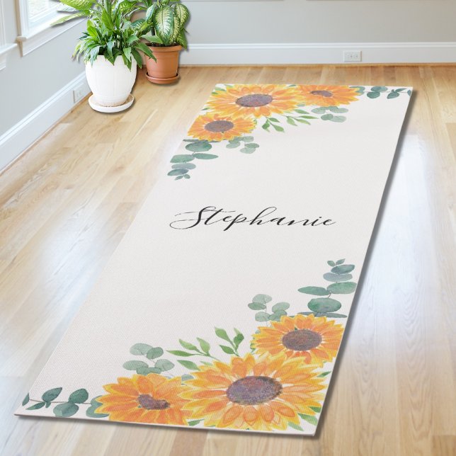 Tapis De Yoga Tournesol personnalisé Eucalyptus Verdure (Créateur téléchargé)