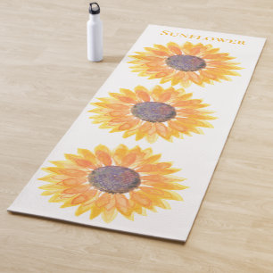 Tapis De Yoga Tournesols à l'aquarelle