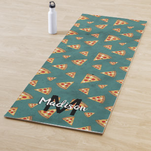 Tapis De Yoga Tranches de pizza cool motif sarcelle vintage Mono