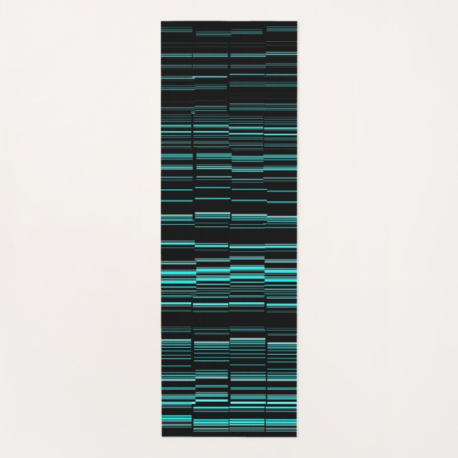 Tapis De Yoga Très Cool Moderne Turquoise rayé (Devant)