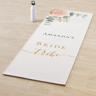 Tapis De Yoga Tribe de mariée rose or fleur d'eucalyptus vert