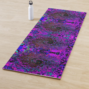 Tapis De Yoga Trippy Black et Magenta Retro Liquid Swirl