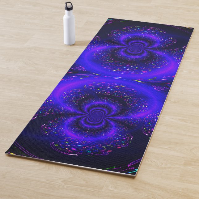 Tapis De Yoga Trippy Blue Black Golden Dolphin Yoga Mat (En situation)