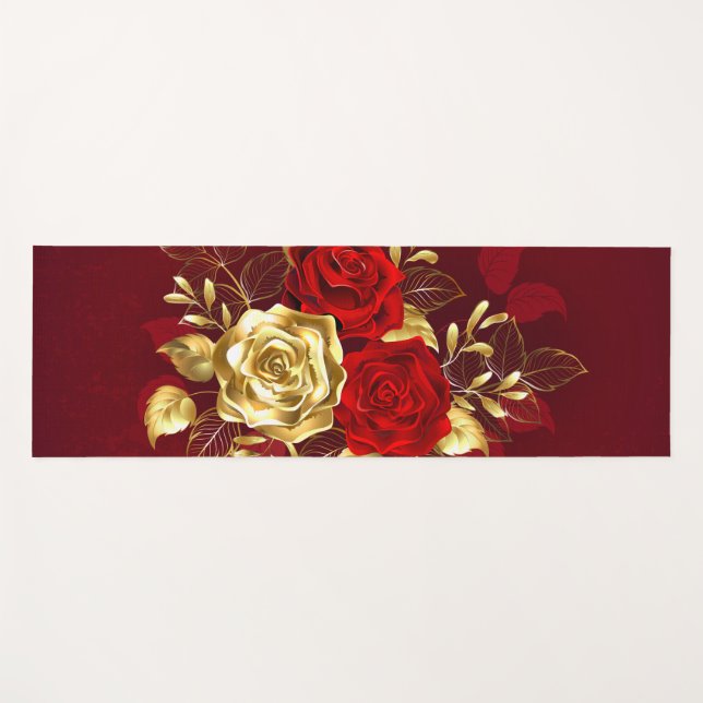Tapis De Yoga Trois Roses de bijoux (Devant (Horizontal))
