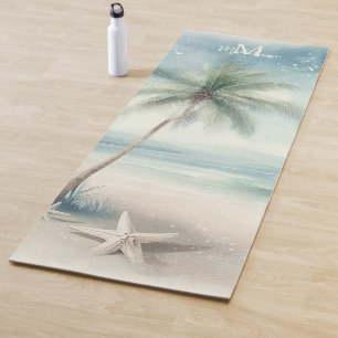 Tapis De Yoga Tropical Beach Star Palm Tree Zen Name Monogramme
