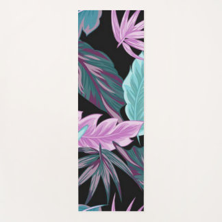 Tapis De Yoga Tropical Purple & Teal Botanical Leaves 