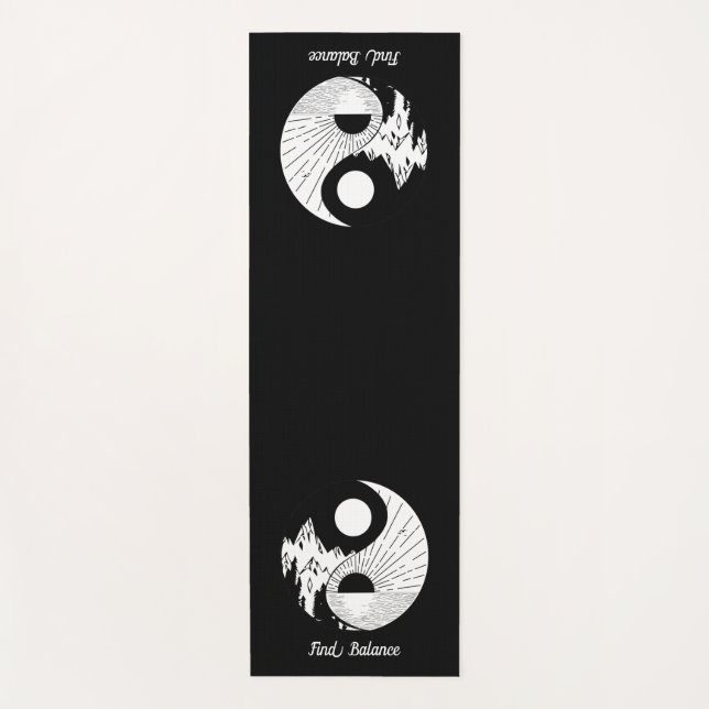 Tapis De Yoga Trouver l'équilibre Zen Yin Yang Noir Blanc (Devant)