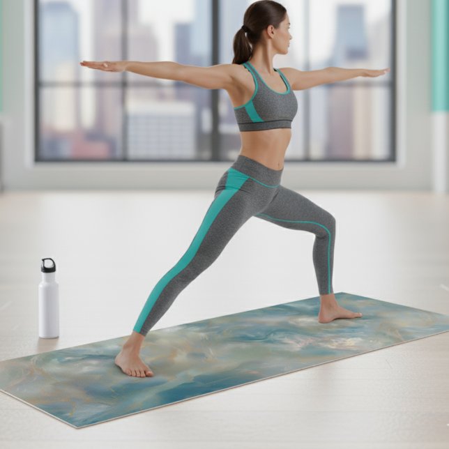 Tapis De Yoga Turquoise Marble Swirl Pattern (Add a touch of style to your fitness routine with this Turquoise Marble Swirl Pattern Yoga Mat! )