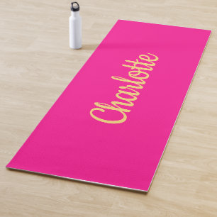 Tapis De Yoga Typographie de script orange rose chaud personnali